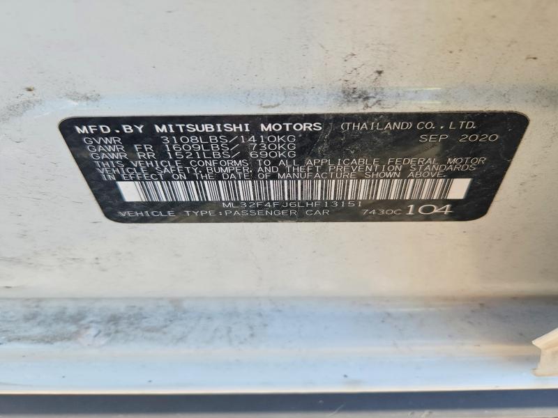 Продаж на аукціоні авто 2020 Mitsubishi Mirage, vin: ML32F4FJ6LHF13151, номер лоту: 63289706