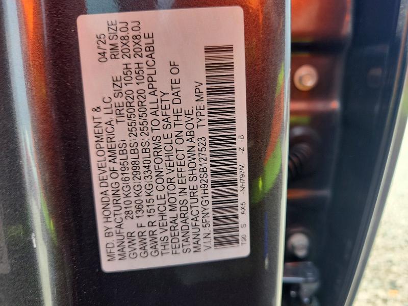 Aukcja sprzedaży 2025 Honda Pilot, vin: 5FNYG1H92SB127523, numer aukcji: 61223166