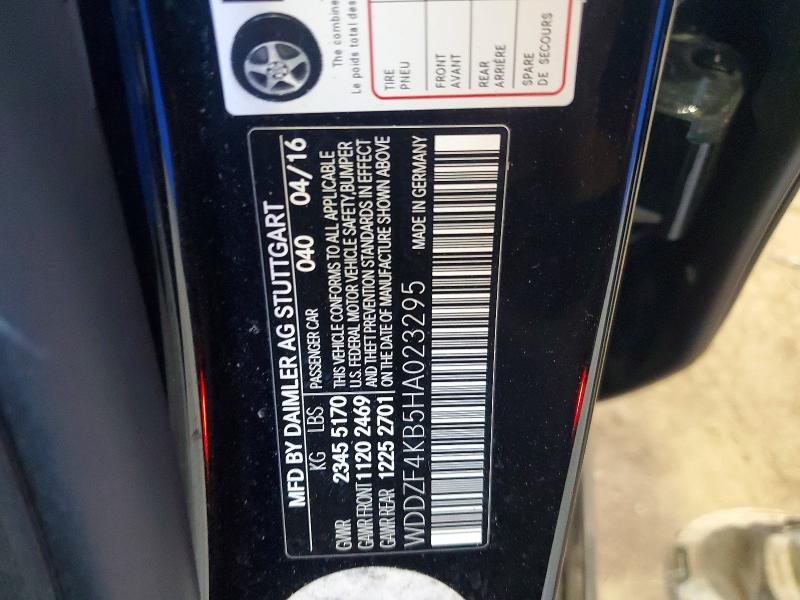 59606106 :رقم المزاد ، WDDZF4KB5HA023295 vin ، 2017 Mercedes-benz E مزاد بيع