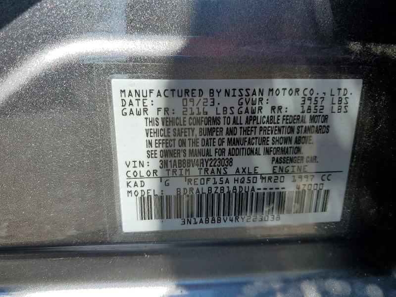 Aukcja sprzedaży 2024 Nissan Sentra, vin: 3N1AB8BV4RY223038, numer aukcji: 61772786
