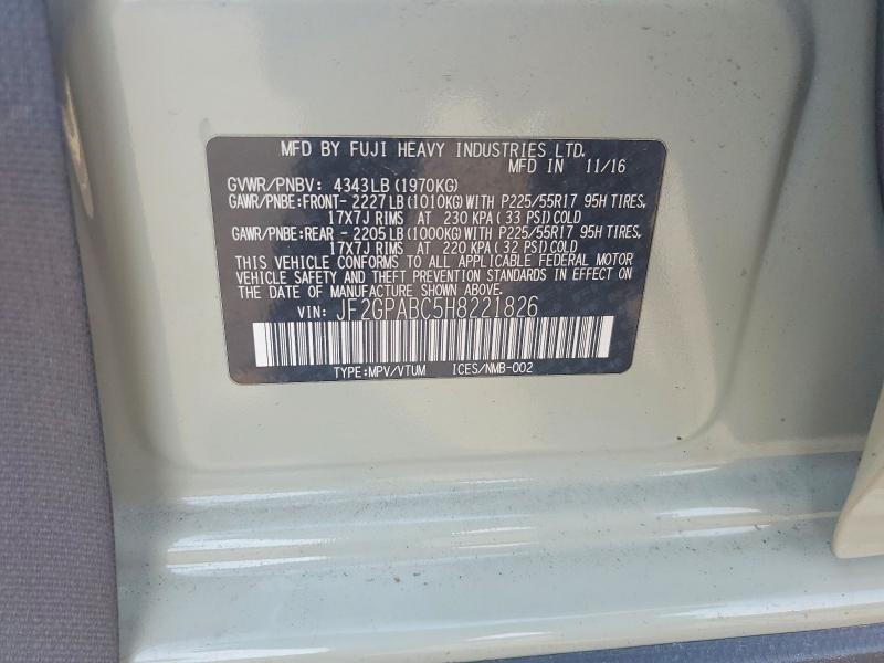59574436 :رقم المزاد ، JF2GPABC5H8221826 vin ، 2017 Subaru Crosstrek مزاد بيع