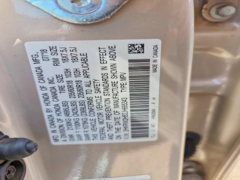 Auction sale of the 2018 Honda Cr-v, vin: 2HKRW2H52JH665343, lot number: 63043456