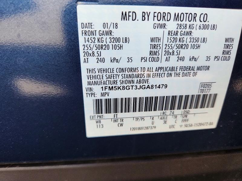 Продаж на аукціоні авто 2018 Ford Explorer, vin: 1FM5K8GT3JGA81479, номер лоту: 61030106