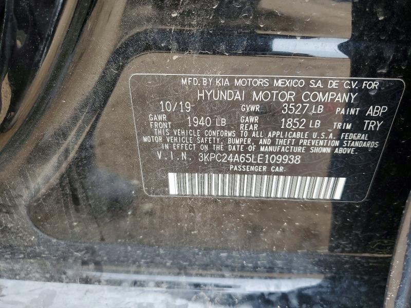 57859436 :رقم المزاد ، 3KPC24A65LE109938 vin ، 2020 Hyundai Accent مزاد بيع