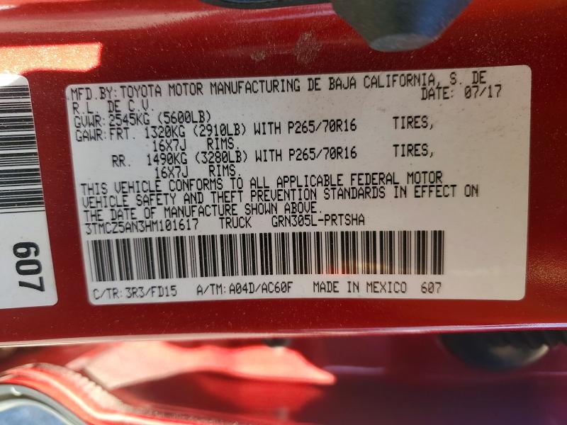 Продаж на аукціоні авто 2017 Toyota Tacoma, vin: 3TMCZ5AN3HM101617, номер лоту: 61332586