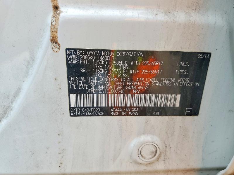 Продаж на аукціоні авто 2014 Toyota Rav4, vin: JTMBFREV1EJ007248, номер лоту: 60500046
