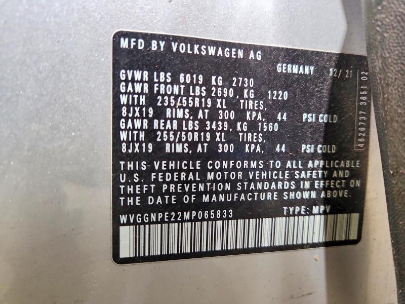 Aukcja sprzedaży 2021 Volkswagen Id.4, vin: WVGGNPE22MP065833, numer aukcji: 60385226
