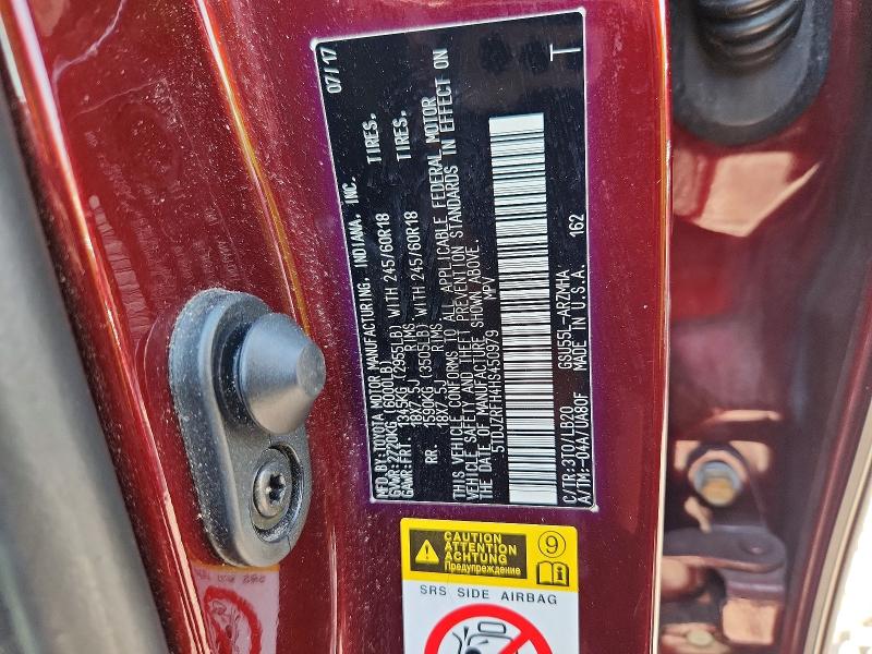 Aukcja sprzedaży 2017 Toyota Highlander, vin: 5TDJZRFH4HS450979, numer aukcji: 61894846