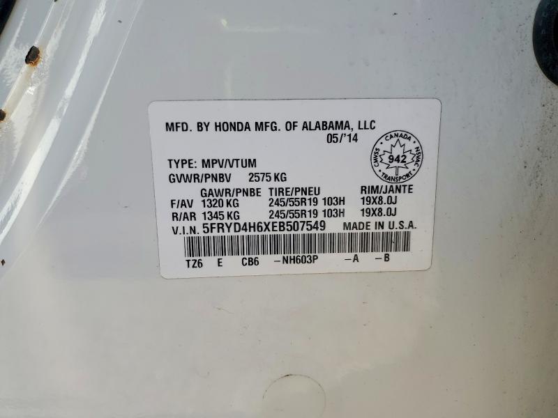 Продаж на аукціоні авто 2014 Acura Mdx, vin: 5FRYD4H6XEB507549, номер лоту: 62972516
