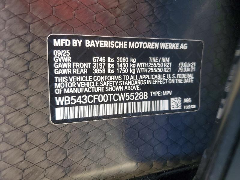 62165636 :رقم المزاد ، WB543CF00TCW55288 vin ، 2026 Bmw Ix مزاد بيع