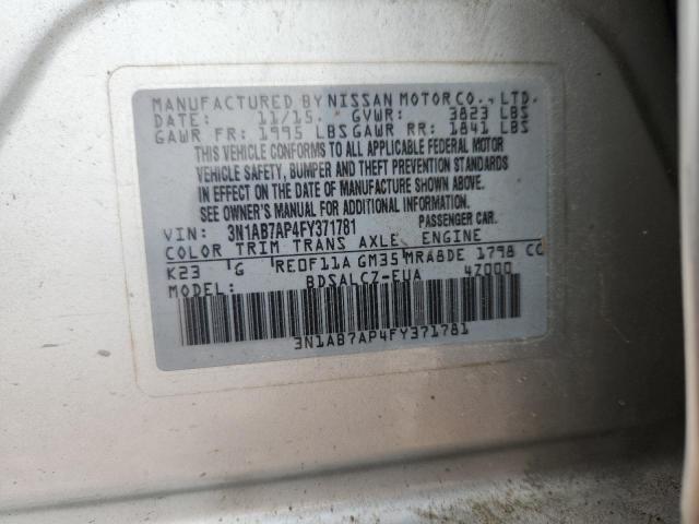 Aukcja sprzedaży 2015 Nissan Sentra, vin: 3N1AB7AP4FY371781, numer aukcji: 60691356