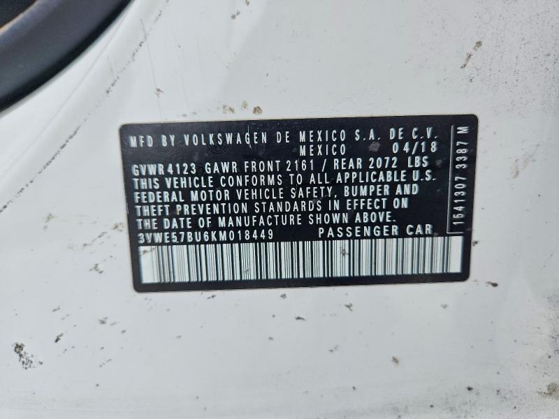 Продажа на аукционе авто 2019 Volkswagen Jetta, vin: 3VWE57BU6KM018449, номер лота: 59582796