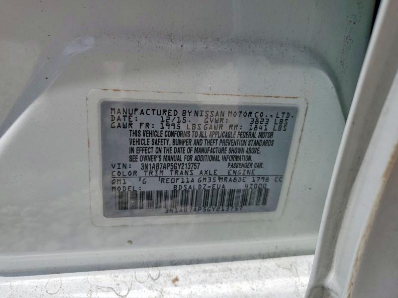 Продаж на аукціоні авто 2016 Nissan Sentra, vin: 3N1AB7AP5GY213757, номер лоту: 62097516