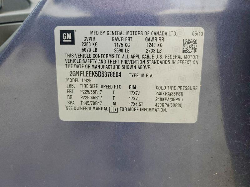 2013 Chevrolet Equinox მანქანა იყიდება აუქციონზე, vin: 2GNFLEEK5D6378604, აუქციონის ნომერი: 59033656