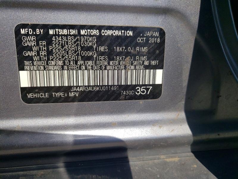 Продажа на аукционе авто 2019 Mitsubishi Outlander Sport, vin: JA4AR3AU6KU011491, номер лота: 60505846