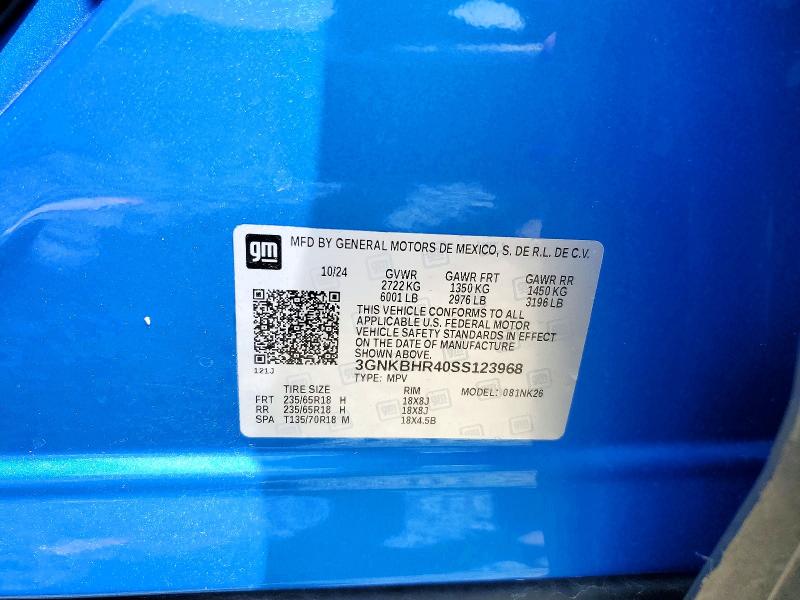 2025 Chevrolet Blazer მანქანა იყიდება აუქციონზე, vin: 3GNKBHR40SS123968, აუქციონის ნომერი: 60202976
