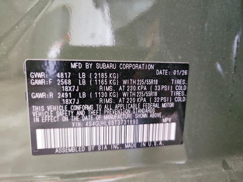 Auction sale of the 2026 Subaru Crosstrek, vin: 4S4GUHL68T3731890, lot number: 61938306