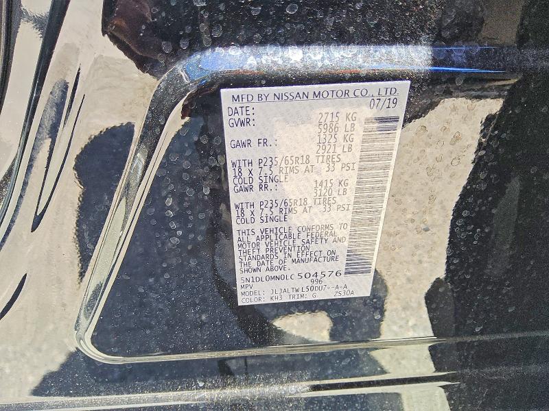 59169936 :رقم المزاد ، 5N1DL0MN0LC504576 vin ، 2020 Infiniti Qx60 مزاد بيع