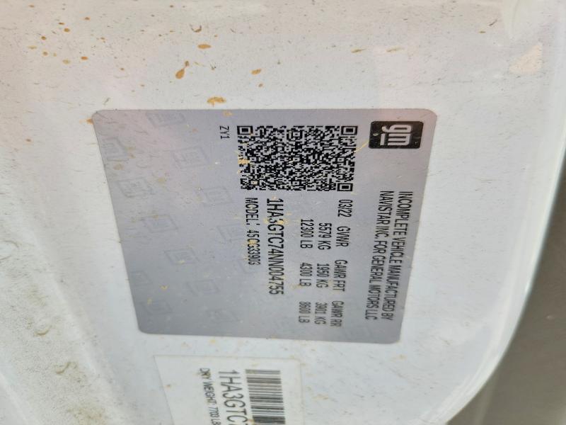 58478356 :رقم المزاد ، 1HA3GTC74NN004755 vin ، 2022 Chevrolet Express G3500 مزاد بيع