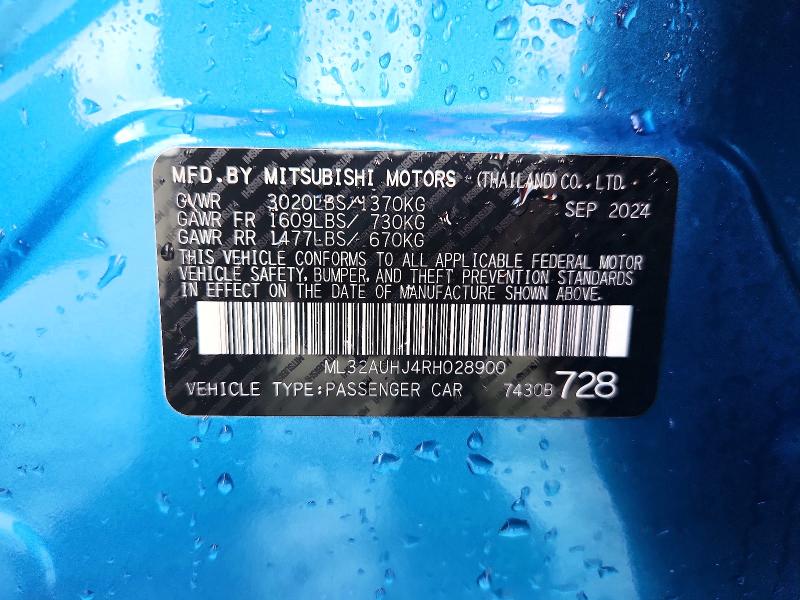 2024 Mitsubishi Mirage მანქანა იყიდება აუქციონზე, vin: ML32AUHJ4RH028900, აუქციონის ნომერი: 61599326