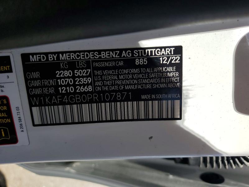 Aukcja sprzedaży 2023 Mercedes-benz C, vin: W1KAF4GB0PR107871, numer aukcji: 59299836