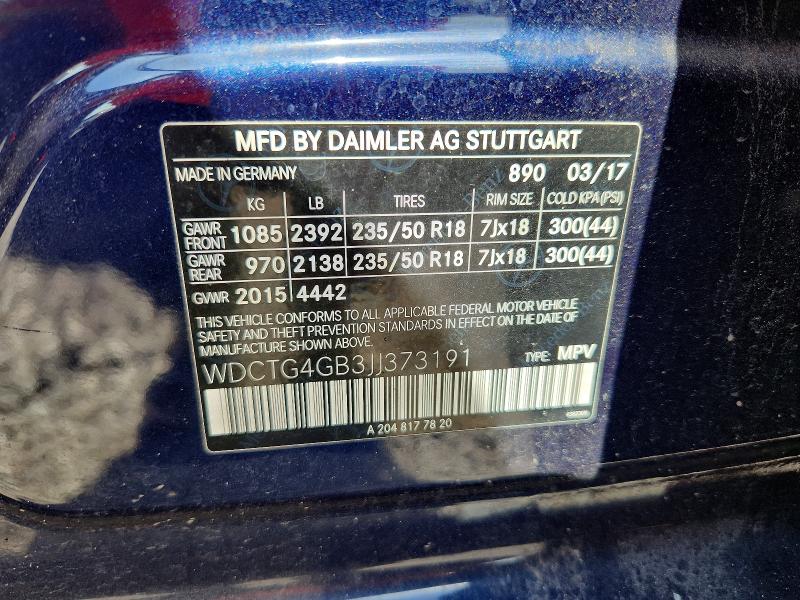 61314446 :رقم المزاد ، WDCTG4GB3JJ373191 vin ، 2018 Mercedes-benz Gla مزاد بيع