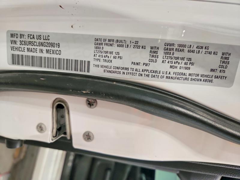 59154516 :رقم المزاد ، 3C6UR5CL6NG209019 vin ، 2022 Ram 2500 مزاد بيع