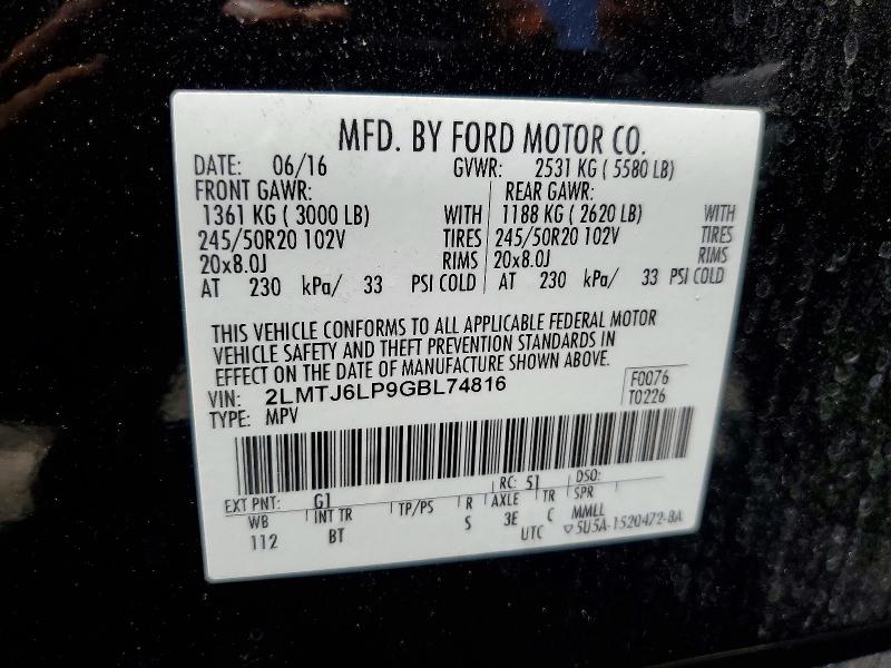 Продажа на аукционе авто 2016 Lincoln Mkx, vin: 2LMTJ6LP9GBL74816, номер лота: 61032906