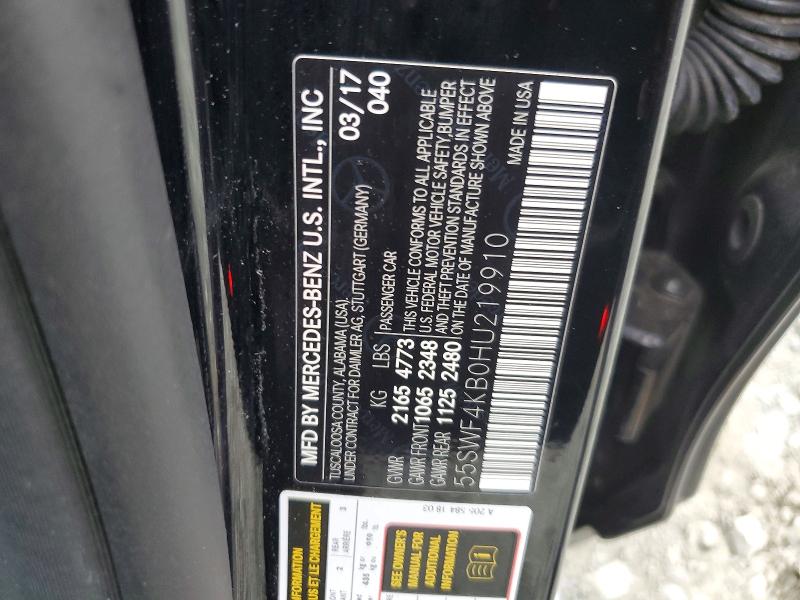 Продаж на аукціоні авто 2017 Mercedes-benz C, vin: 55SWF4KB0HU219910, номер лоту: 62888766