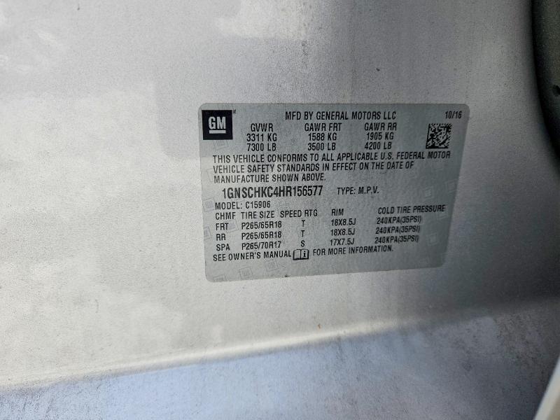 60410746 :رقم المزاد ، 1GNSCHKC4HR156577 vin ، 2017 Chevrolet Suburban مزاد بيع