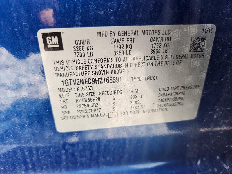 Продаж на аукціоні авто 2017 Gmc Sierra, vin: 1GTV2NEC9HZ165391, номер лоту: 60815556