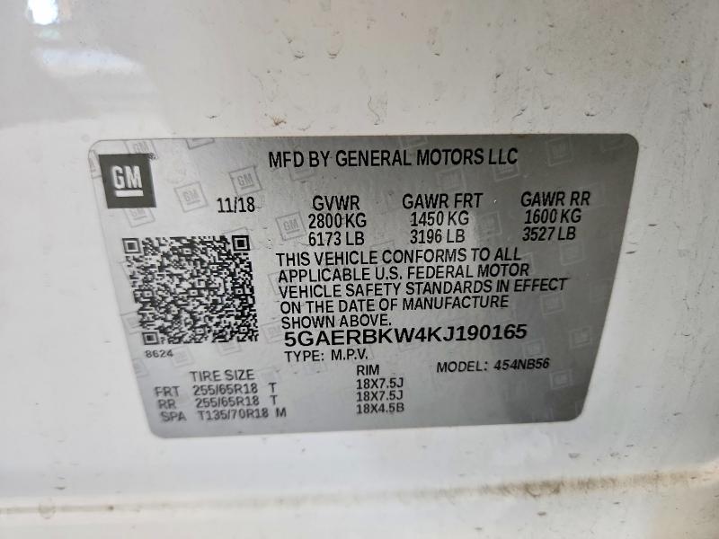 Продаж на аукціоні авто 2019 Buick Enclave, vin: 5GAERBKW4KJ190165, номер лоту: 59826376