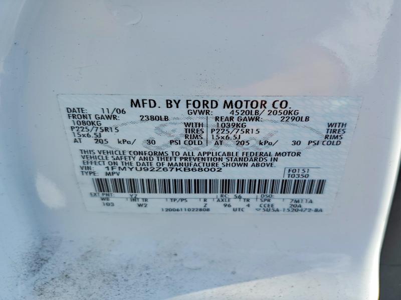 Aukcja sprzedaży 2007 Ford Escape, vin: 1FMYU92Z67KB68002, numer aukcji: 59630986