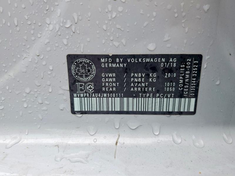 Продаж на аукціоні авто 2018 Volkswagen E-golf, vin: WVWPR7AU4JW908111, номер лоту: 60601086
