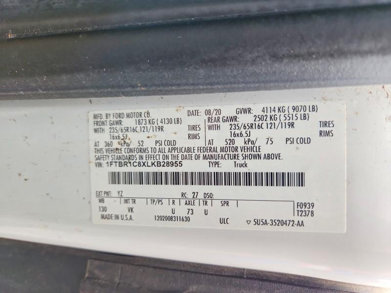 Aukcja sprzedaży 2020 Ford Transit, vin: 1FTBR1C8XLKB28955, numer aukcji: 60614146