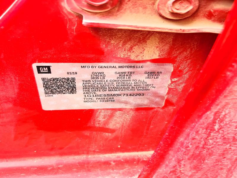 Aukcja sprzedaży 2019 Chevrolet Cruze, vin: 1G1BE5SM0K7142293, numer aukcji: 58051856