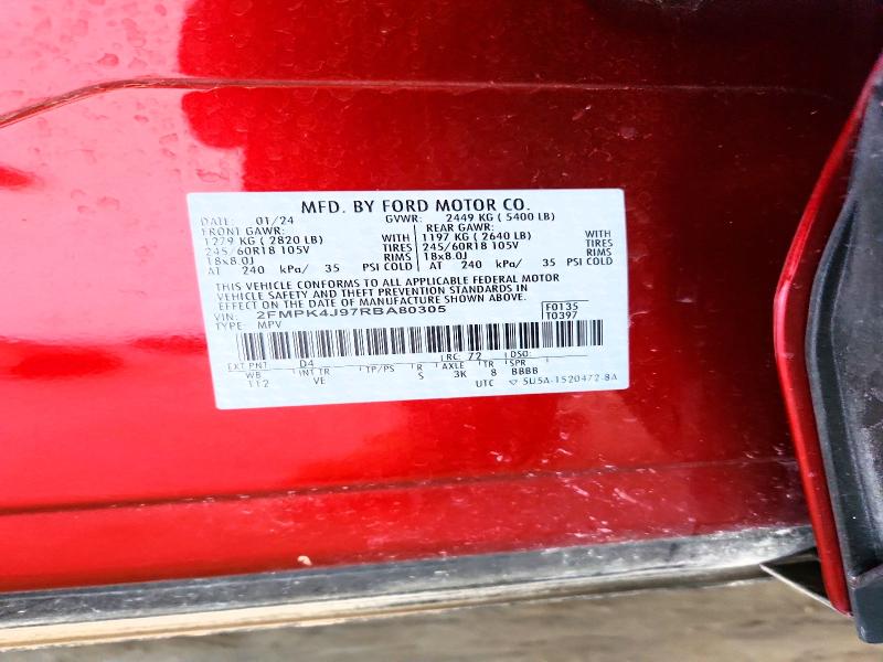 60997336 :رقم المزاد ، 2FMPK4J97RBA80305 vin ، 2024 Ford Edge مزاد بيع