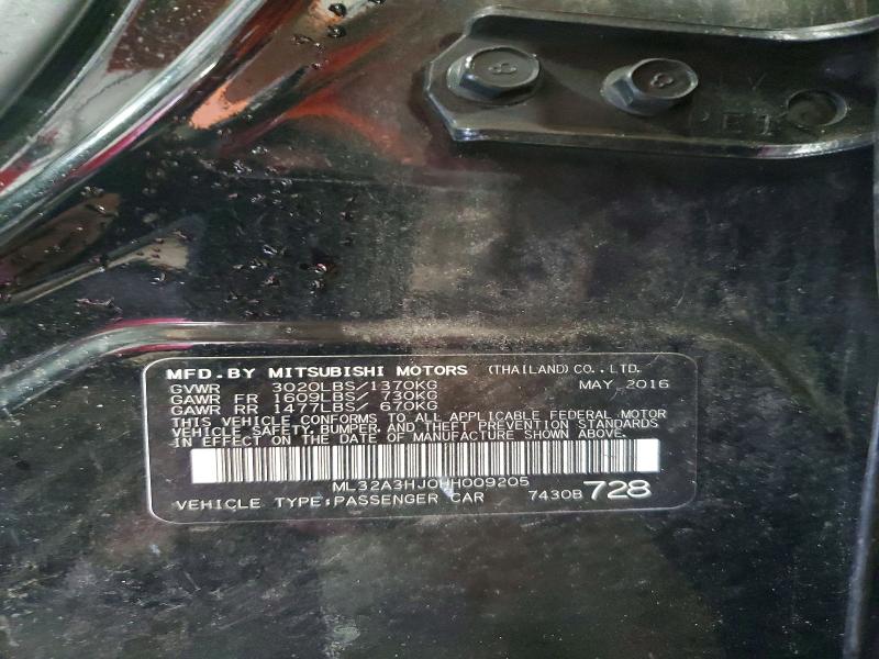 2017 Mitsubishi Mirage მანქანა იყიდება აუქციონზე, vin: ML32A3HJ0HH009205, აუქციონის ნომერი: 60401316