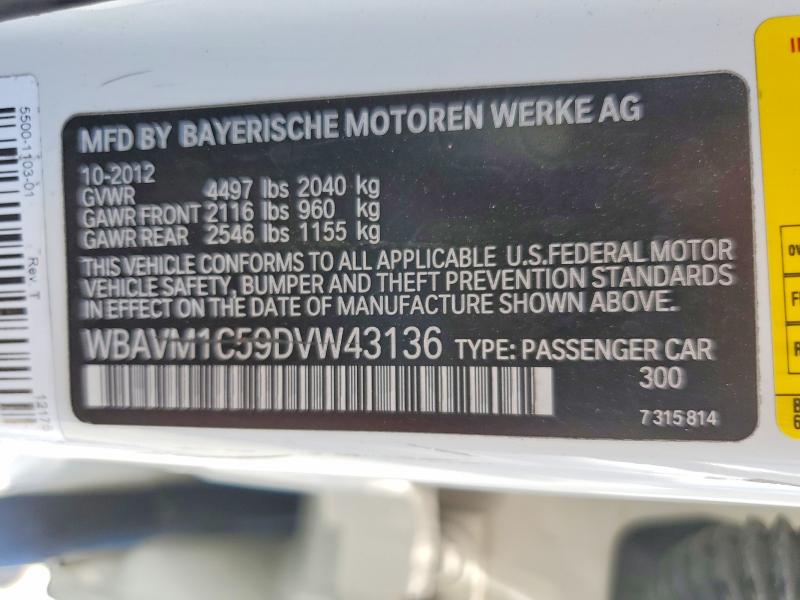 Aukcja sprzedaży 2013 Bmw X1, vin: WBAVM1C59DVW43136, numer aukcji: 62765886