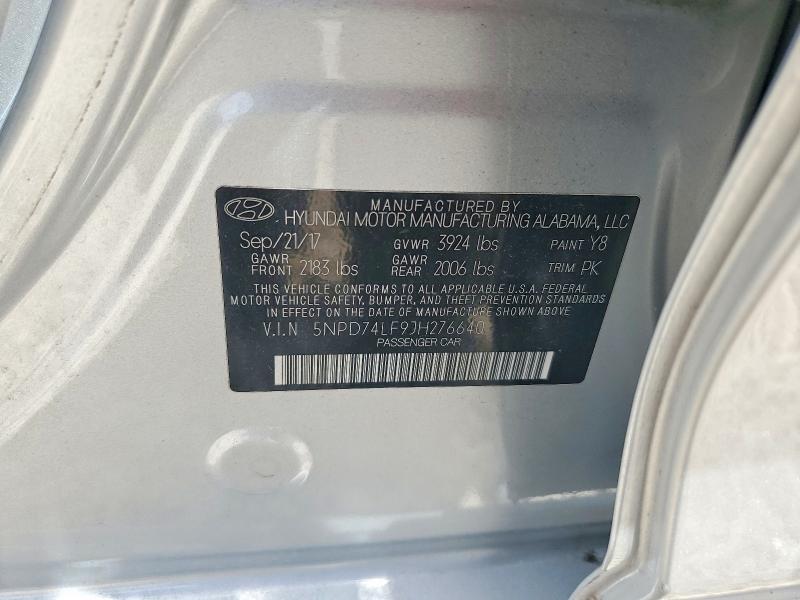 Продажа на аукционе авто 2018 Hyundai Elantra, vin: 5NPD74LF9JH276640, номер лота: 60863826