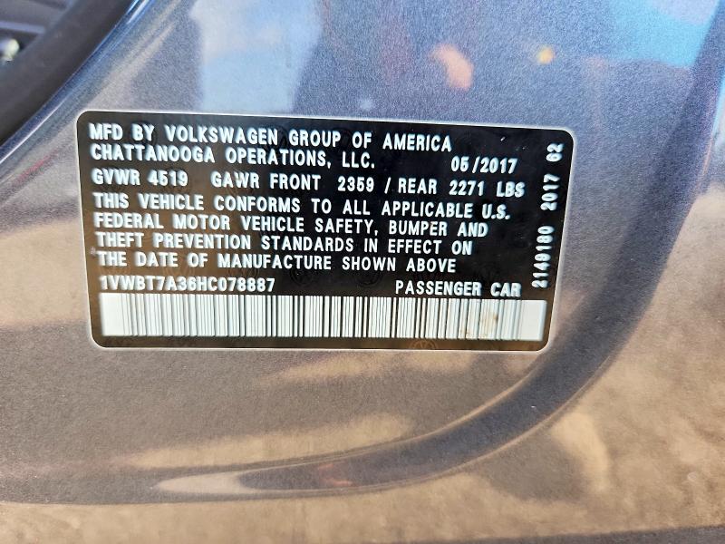 Aukcja sprzedaży 2017 Volkswagen Passat, vin: 1VWBT7A36HC078887, numer aukcji: 61932076