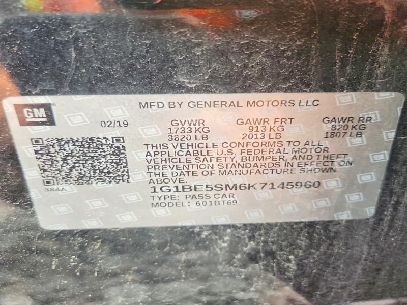 61401896 :رقم المزاد ، 1G1BE5SM6K7145960 vin ، 2019 Chevrolet Cruze مزاد بيع