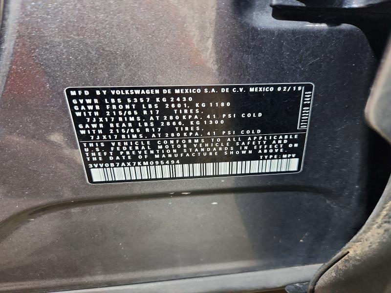 Aukcja sprzedaży 2019 Volkswagen Tiguan, vin: 3VV0B7AX7KM095494, numer aukcji: 60419836
