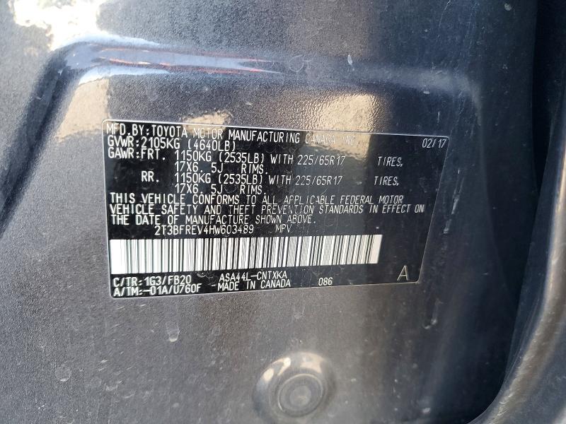 60714666 :رقم المزاد ، 2T3BFREV4HW603489 vin ، 2017 Toyota Rav4 مزاد بيع