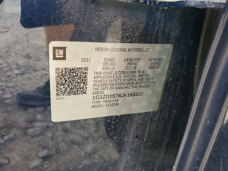 62692116 :رقم المزاد ، 1G1ZD5ST6JF166322 vin ، 2018 Chevrolet Malibu مزاد بيع