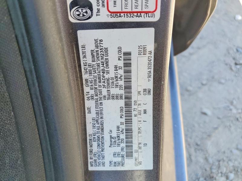 60780166 :رقم المزاد ، 3FADP4BJ4EM235778 vin ، 2014 Ford Fiesta مزاد بيع