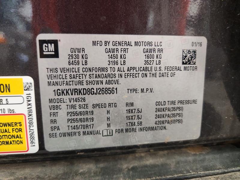 Продажа на аукционе авто 2016 Gmc Acadia, vin: 1GKKVRKD8GJ268561, номер лота: 61036506
