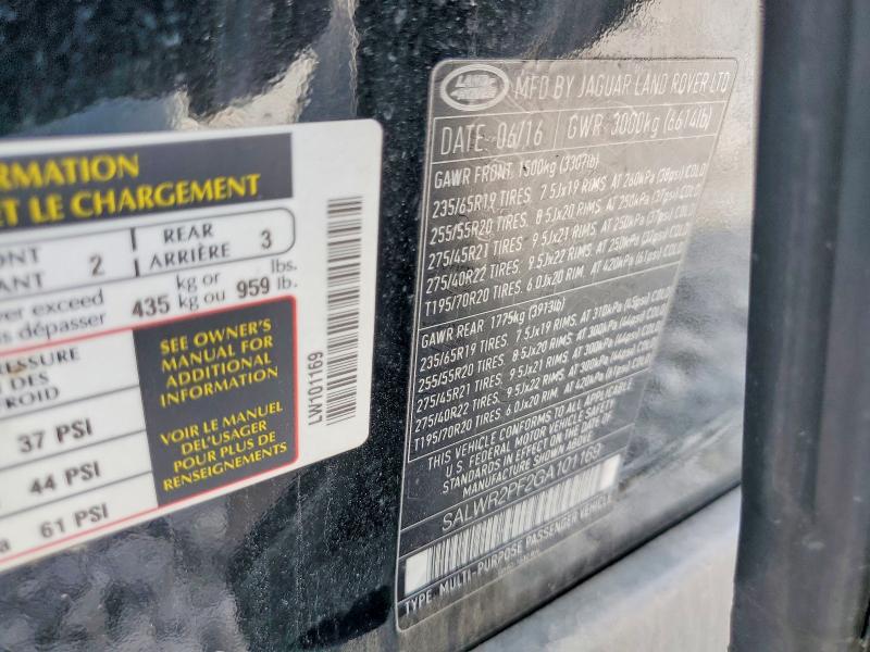 Продаж на аукціоні авто 2016 Land Rover Range Rover Sport, vin: SALWR2PF2GA101169, номер лоту: 60583236