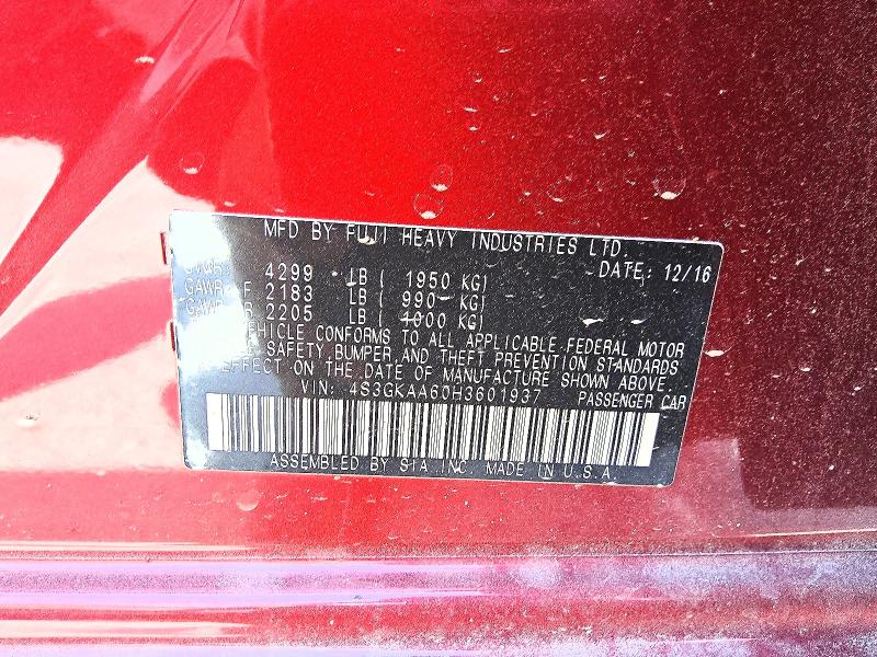 60056336 :رقم المزاد ، 4S3GKAA60H3601937 vin ، 2017 Subaru Impreza مزاد بيع