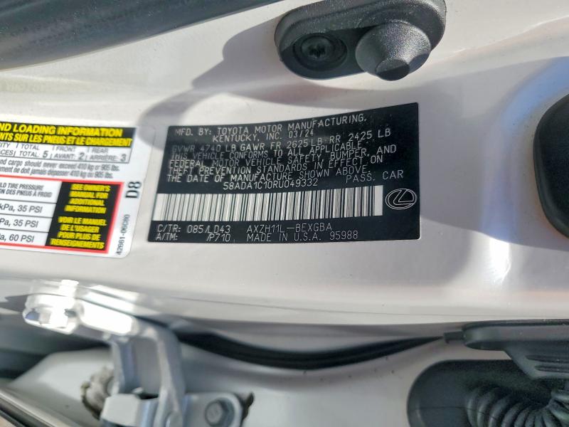Продаж на аукціоні авто 2024 Lexus Es 300h, vin: 58ADA1C10RU049332, номер лоту: 61068066
